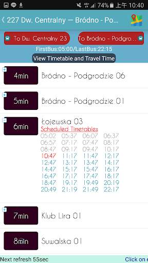 Warsaw ZTM Bus Timetable screenshot 4