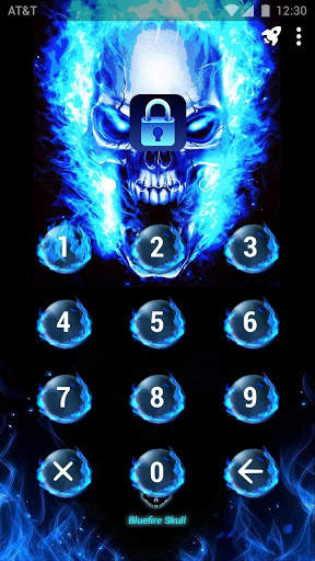 Blue Fire Skull - App Lock Master Theme 2 تصوير الشاشة