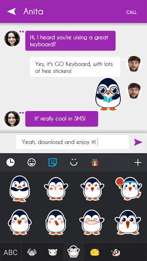 GO Keyboard Pingu Sticker screenshot 3