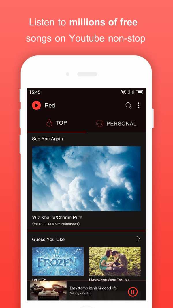 Music for Youtube Player: Red  screenshot 1