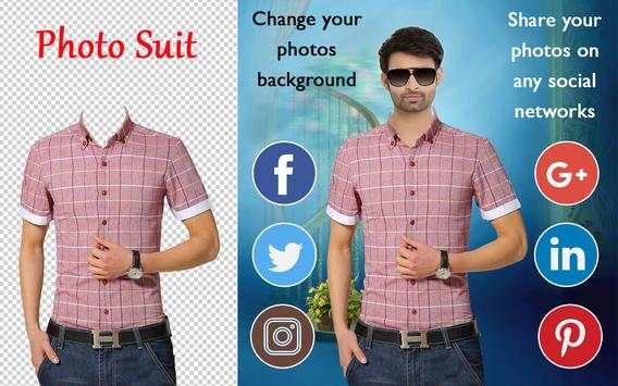 Men Check Shirt Photo Suit - Man Casual Shirt screenshot 7