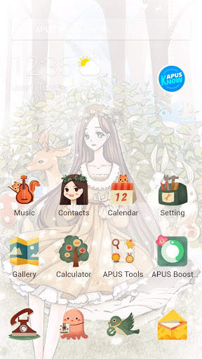 Cute Girl Kawaii Deer - APUS Launcher Theme screenshot 1