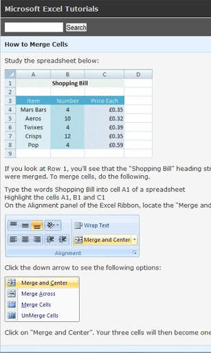 Tutorials for Excel - Free screenshot 1