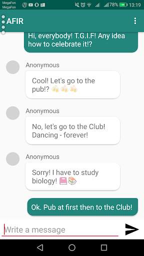 AFIR - anonymous chat without Internet access. screenshot 1