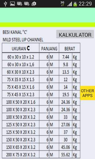 Kalkulator Tabel Berat Besi screenshot 3