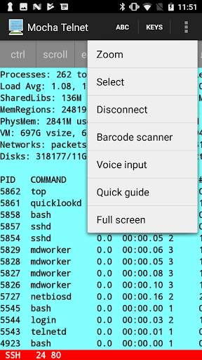 Mocha Telnet Lite screenshot 2