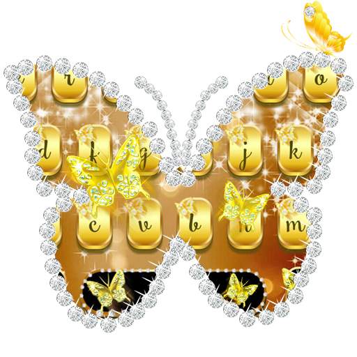 Gold Diamond Butterfly Keyboard Theme 10001002
