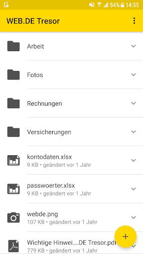 WEB.DE Tresor screenshot 2