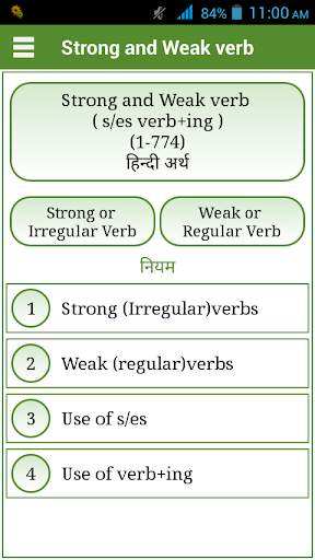 Irregular ,Regular Verbs Hindi screenshot 1