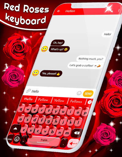 Red Rose Keyboard 🌹 Emoji Keyboard Themes स्क्रीनशॉट 1