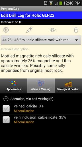 PersonalGeo geology logging screenshot 1