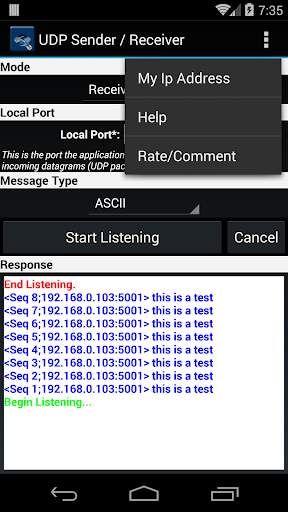 UDP Sender / Receiver screenshot 3