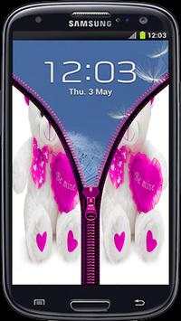 Pink Teddy Bear Zipper Lock Screen Prank screenshot 3