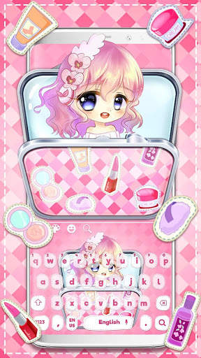 Makeup Cute Girl Keyboard скриншот 1