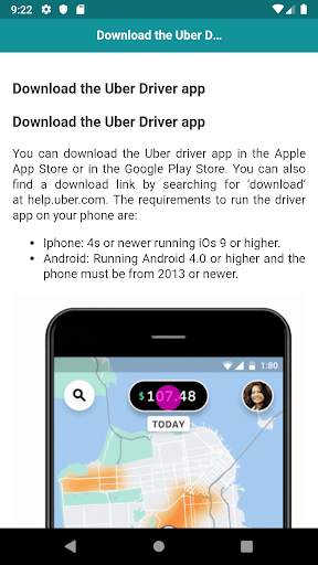 User guide for Uber driver app screenshot 2