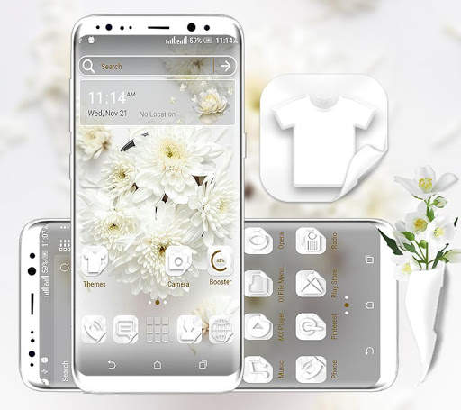 White Flower Launcher Theme скриншот 1