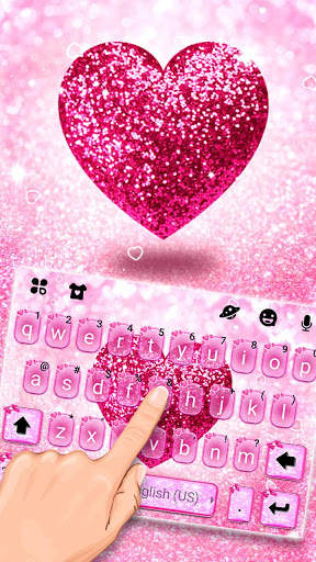 Pink Glitter Heart Keyboard Theme screenshot 1
