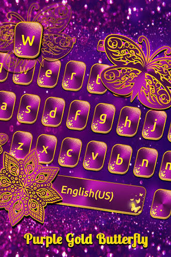 Purple Gold Butterfly Keyboard screenshot 2