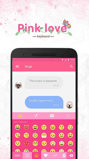Pink Love Emoji Keyboard Theme screenshot 1