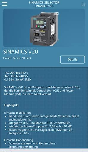 SINAMICS SELECTOR screenshot 5
