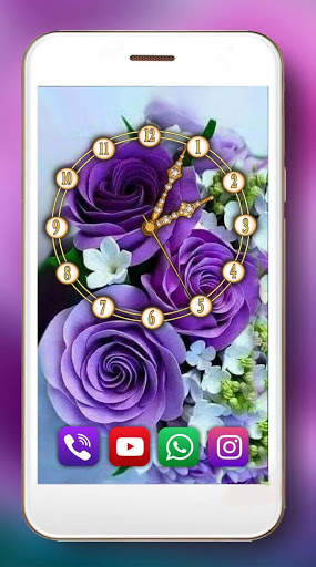 Roses Purple Clock Live Wallpaper screenshot 6