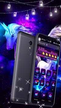 3D Glass Tech Shiny Galaxy Unicorn Theme screenshot 2