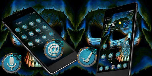 Blue Horror Skull Theme screenshot 4