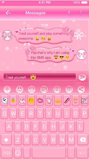Girly Pink Emoji Keyboard Skin screenshot 1