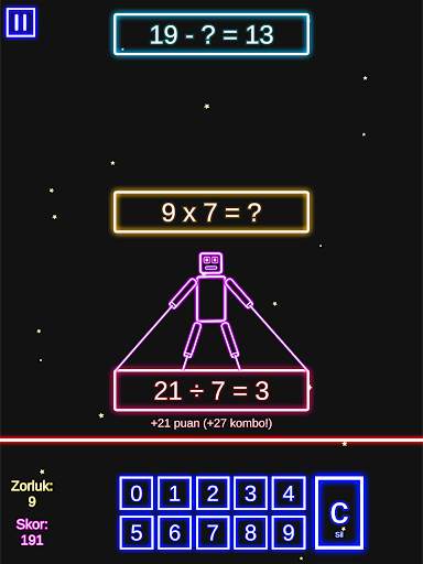 Lazer Matematik Oyunu: 4 İşlem ve Çarpım Tablosu screenshot 7