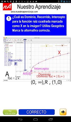 GeoGebra, características de función raíz cuadrada скриншот 4