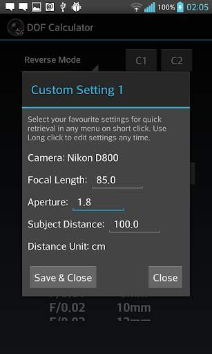 DOF Calculator screenshot 5