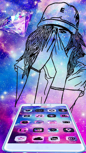 Galaxy, Sad, Girl Themes & Wallpapers screenshot 2