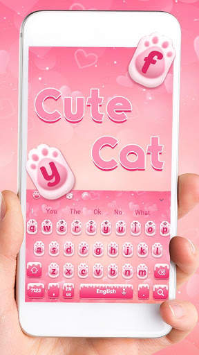Cute Pink Kitty Keyboard Theme screenshot 1