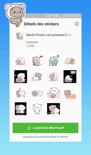 Animated Mochi Peach Cat Stickers for WhatsApp screenshot 5