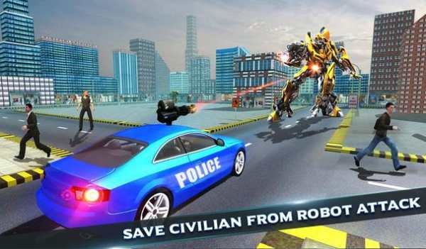 US Police Car Robot Wild Horse Transformation Game screenshot 2