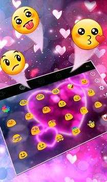 Sparkling Neon Purple Hearts Light Keyboard Theme screenshot 4