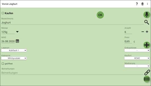 Vorrat, Lager, Einkaufslisten screenshot 12