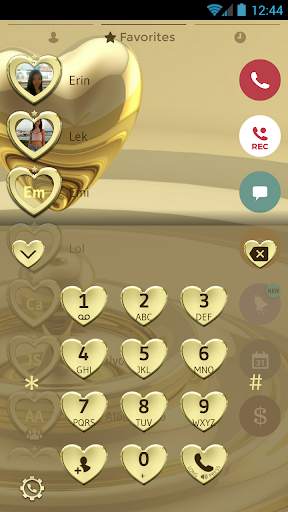 Dialer Theme Metal Gold Heart screenshot 2