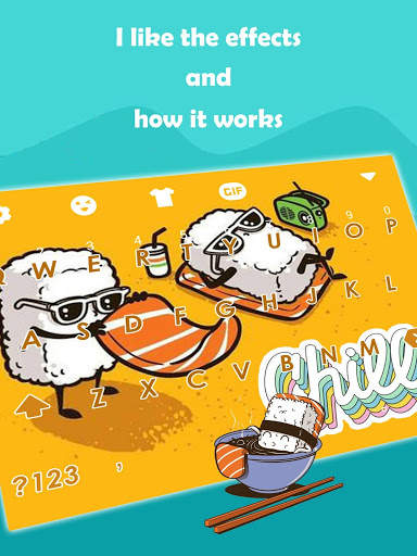 Sushi Summer Sunbath Keyboard Theme for Girls screenshot 3