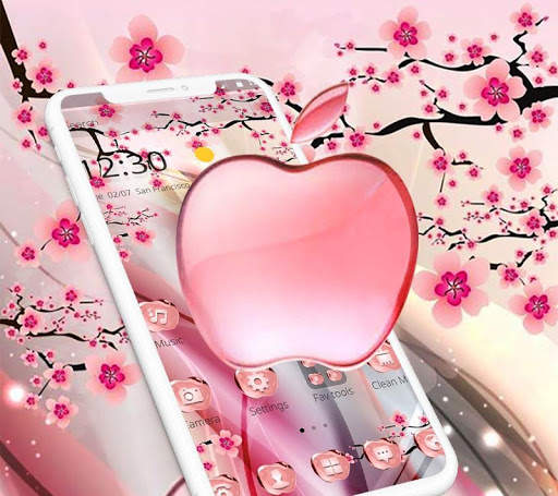 Pink Summer Flower Crystal Apple Theme 3 تصوير الشاشة