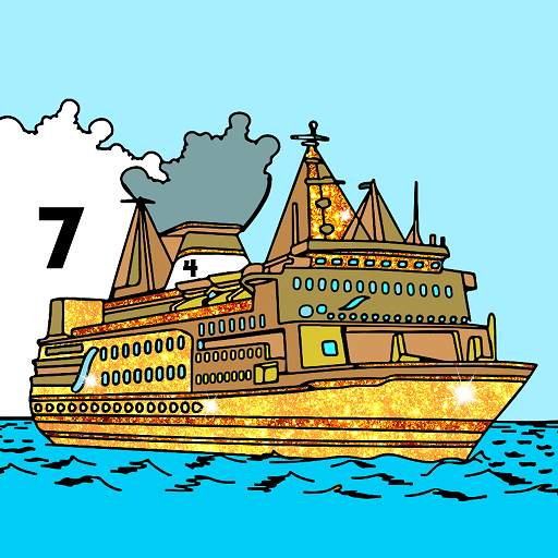 Aquatic Vehicles Paint by Number - Glitter   Color 2.7