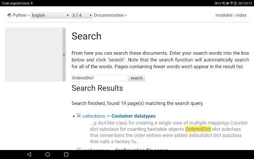 Python 3.7.4 Offline Docs - Android version screenshot 6