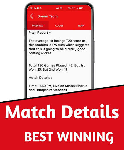Dream Team 11 IPL Cricket Prediction & Live Score screenshot 3