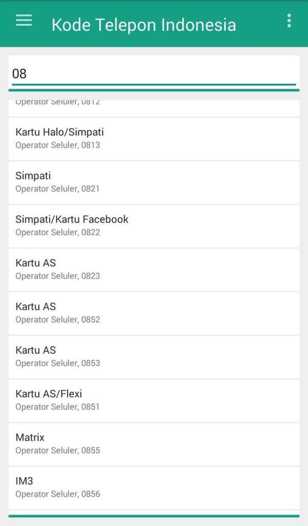 Kode Telepon Indonesia screenshot 2