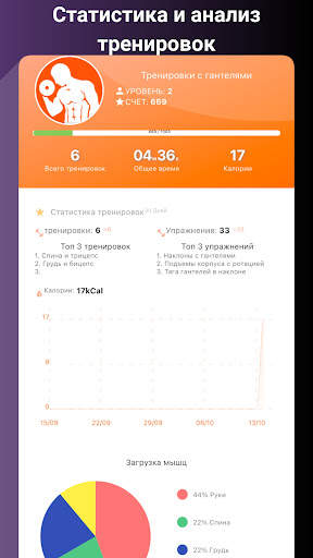 Тренировки с гантелями дома скриншот 14