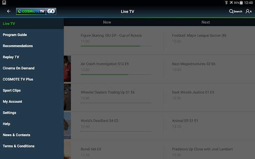 COSMOTE TV GO (for tablet) screenshot 2