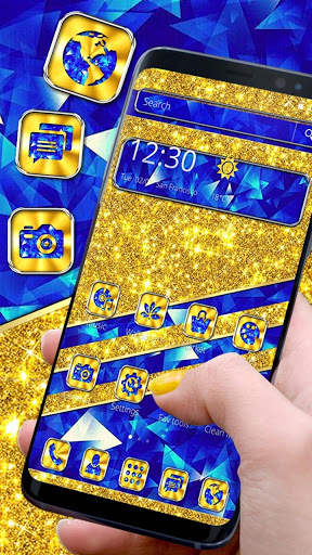 Cobalt & Gold Glitter Launcher Theme screenshot 3