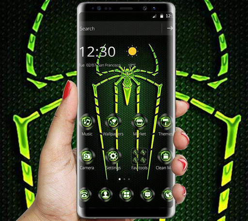 Green Fluorescent Spider Theme screenshot 2