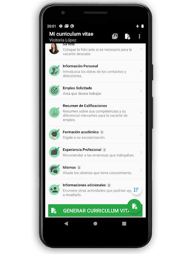 Curriculum Vitae en español screenshot 1