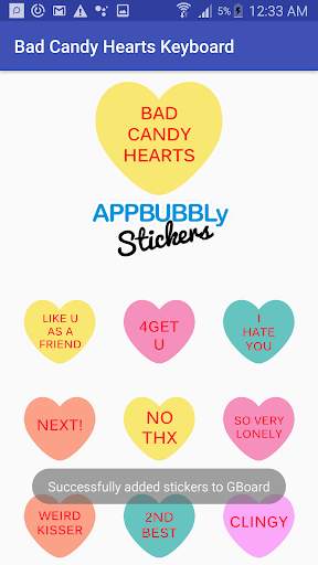 Bad Candy Hearts Keyboard Stickers for Gboard screenshot 1